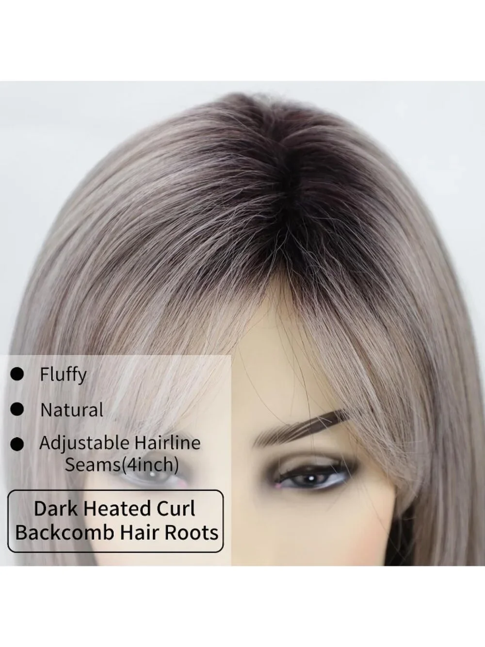 Women's Grey 12 Inch Mid Length Heat Synthetic Straight Layered Bob Wigs